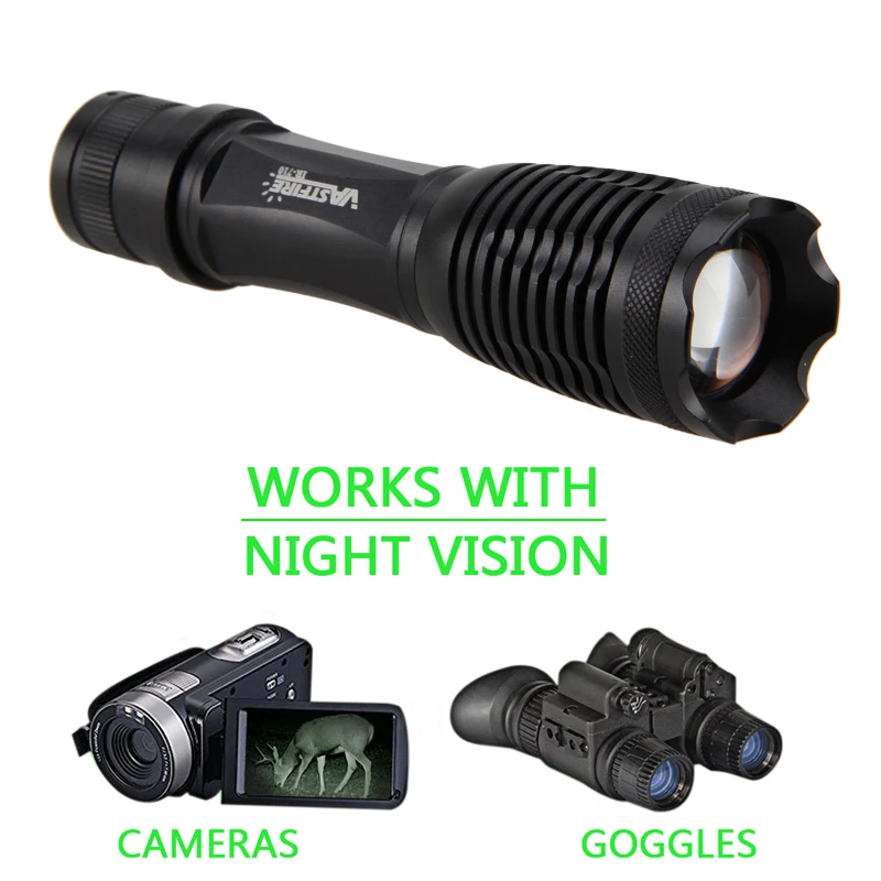 Zoomable Focus 10 Вт 940 нм светодиодный инфракрасный Излучение ИК лампа ночного видения фонарик используется с устройством ночного видения 18650 батарея