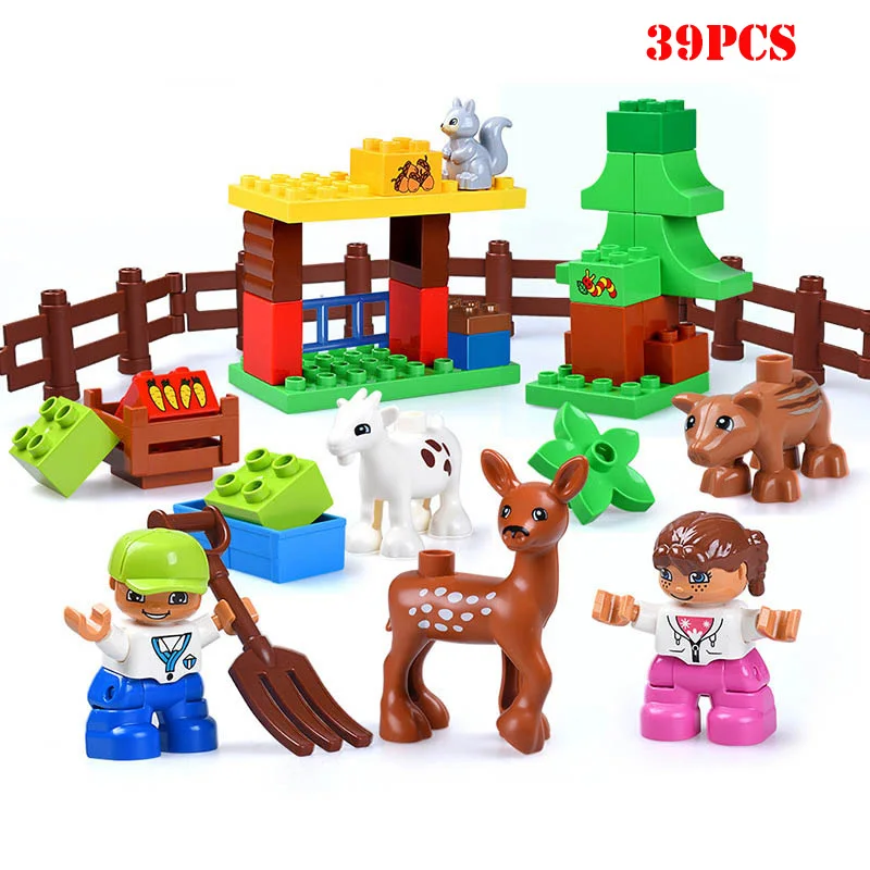 Happy Farm зоопарк с мини фотоэлементами большие частицы строительные блоки