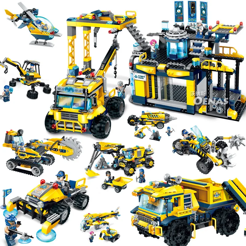 

2401-2412 City Construction Engineering Team Bulldozer Excavator Enlighten Building Blocks Children Assembling Boy Blocks