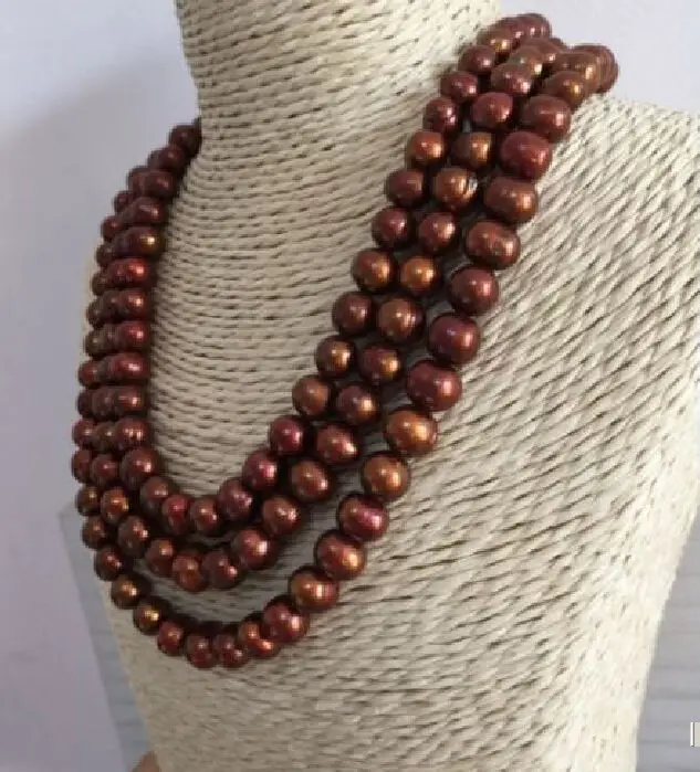 

hot AAA+ 9-10 mm south sea chocolate pearl necklace 50 inch 14K clasp t (9.13)