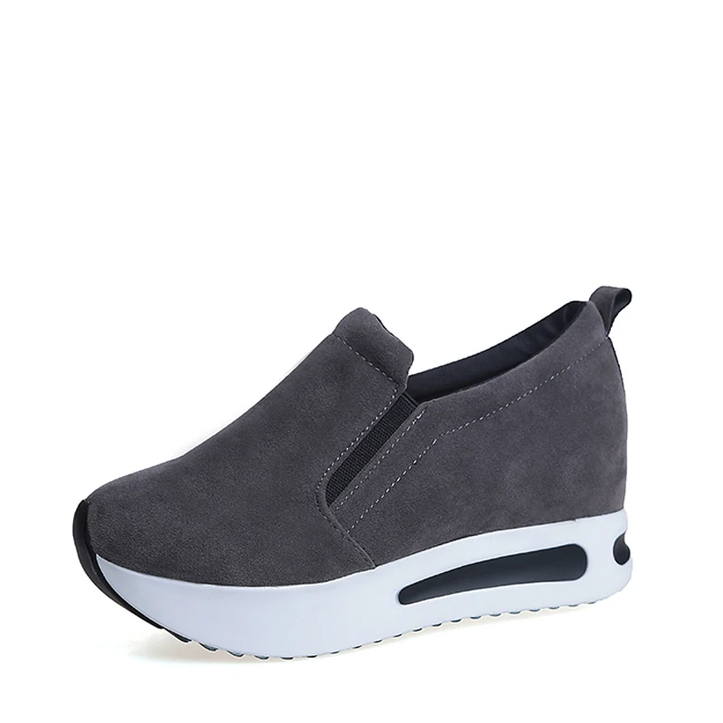 

Women Shoes Platform Creepers Female Slip On Moccasins Suede Elastic Band Sewing Casual Autumn Shoe Ladies Footwear