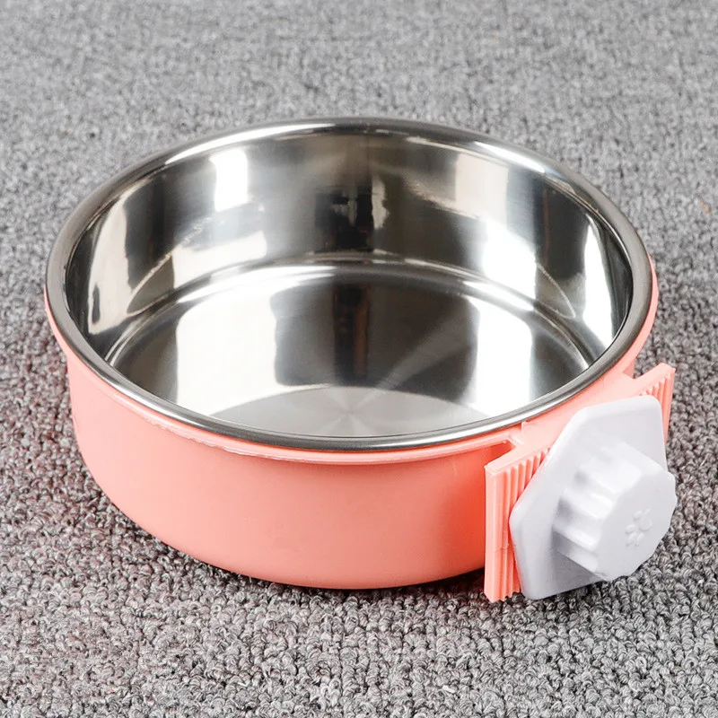 Crate Dog Bowl, Removable Stainless Steel Coop Cup Hanging Pet Cage Bowl Large Water Food Feeder for Dogs Cats Rabbits MayT3 (4)