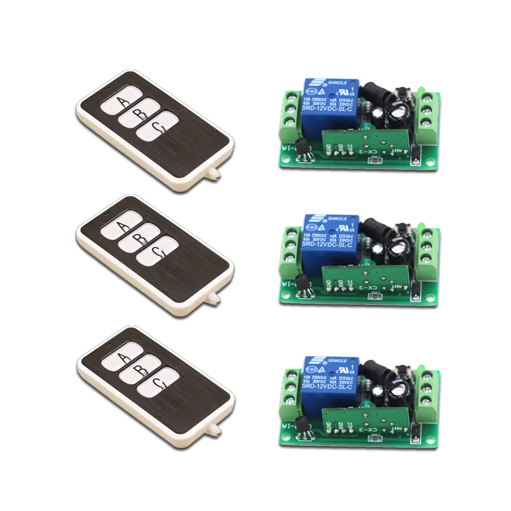 High QualityDC9V 12V 24V Smart Home Remote Controller Wireless Universal Switch with 3Buttons 3Transmitter +3Receiver 315/433MHZ High QualityDC9V 12V 24V Smart Home Remote Controller Wireless Universal Switch with 3Buttons 3Transmitter +3Receiver 315/433MHZ