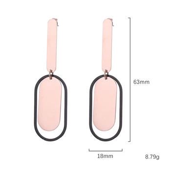 

5Pair Geometric Black Hollow Circle Long Stainless Steel Drop Earrings Personality Tide Girl Women's Earrings Jewelry Gifts