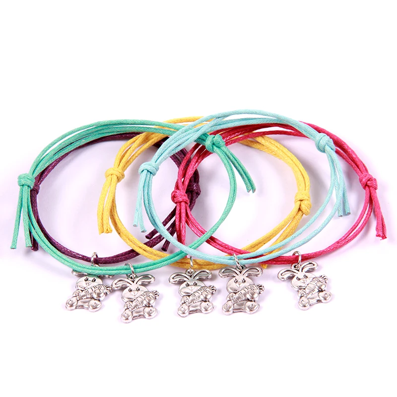 

NCRHGL Multicolor Christmas Gift Wax Rope Handmade Bracelet Rabbit Carrot Charm Pendants Lucky Bracelets Bangles For Women Men
