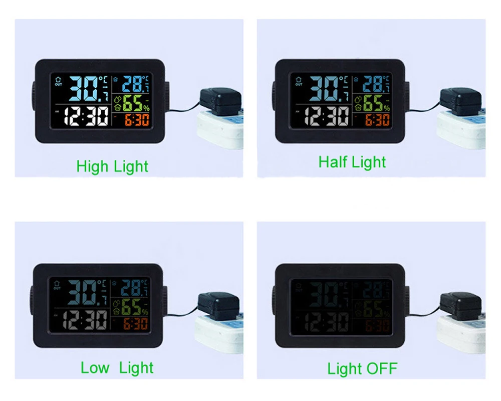 Подарок Идея прикроватный будильник с термометром гигрометр Температура влажности настольные часы телефон зарядное устройство. метеостанция термометр уличный гигрометр температуры и влажности