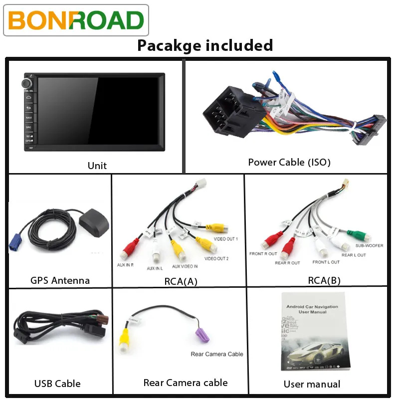 Best Bonroad 707A8D5 7"1024*600 Android 8.1.0 Ram2G Rom32GB Octa Car Stereo Universal For Nissan GPS Radio Audio Player(No DVD) 5