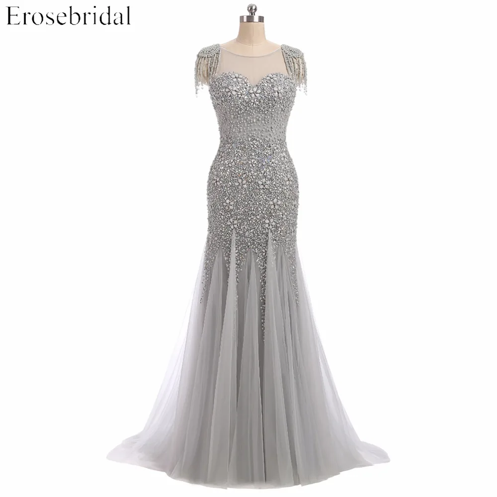 

Evening Dresses Erosebridal Long Mermaid Prom Dress Sparkly Beading Bodice Formal Women Wear Sweep Train Vestido De Festa