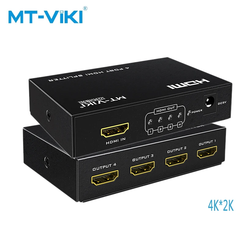 

MT-VIKI 4-port HDMI Splitter Sharer HDMI screen 1 in 4 out 4 displays simultaneously 4K*2K 3D Monitor TV use MT-SP104M