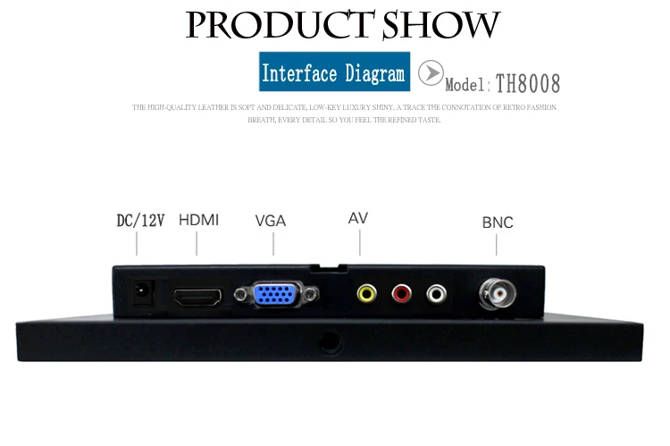 Бесплатная доставка 8 дюймов ЖК-дисплей TFT промышленной безопасности HDMI BNC AV ЖК-монитор стандарта VGA компьютерные мониторы hd 1024x768