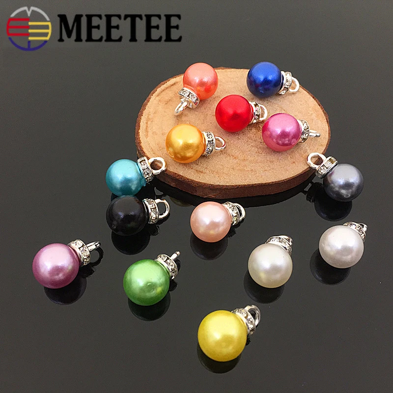 

30/50pcs Meetee 10mm Shirt Buttons Pendant Pearl Buckle Zipper Puller Invitation Card Decor DIY Craft Sewing Clothes Accessories