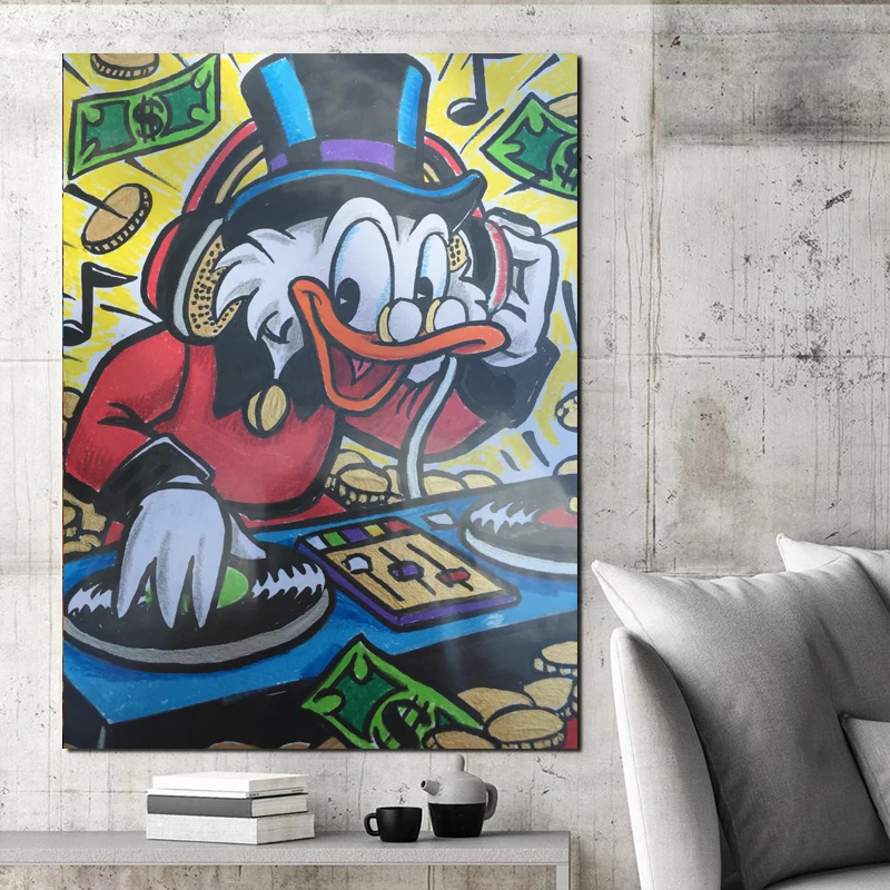 

Monopolies Scrooge Duck DJ HD Wall Art Canvas Posters Prints Painting Wall Pictures For Office Bedroom Modern Home Decor Artwork