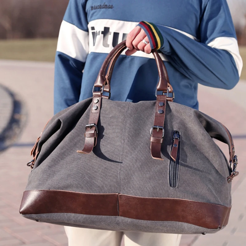 Wobag, холщовая кожа, мужские дорожные сумки, для переноски багажа, сумки для мужчин, вещевой мешок, сумка для путешествий, большая, для выходных, для сна, модная
