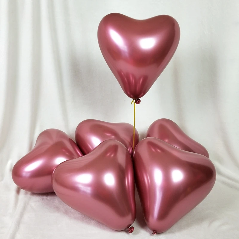 10 шт сердце из блестящего металла латексные шары толстый хром воздушный шар цвета металлик надувные воздушные шары День Святого Валентина вечерние украшения