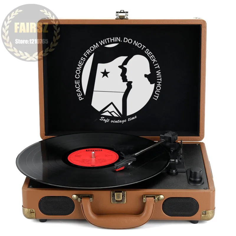 

Retro style vinyl LP player phonograph PU leather european portable gramophone Buletooth/RADIO/USB/Rechargeable