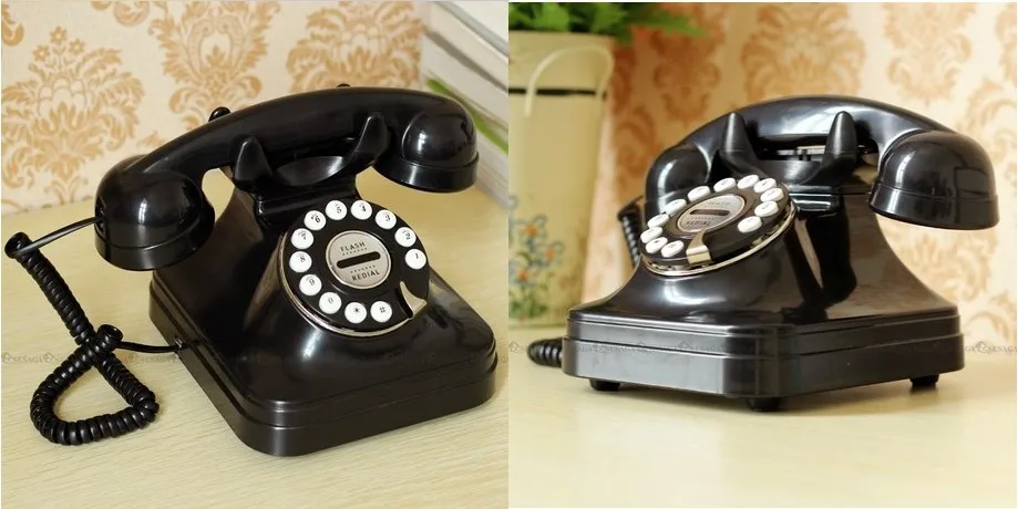 Retro Style Antique Telephone Landline Wired Table Cordless Retro Style Antique Telephone Landline Wired Table Cordless For Home Office Black In Telephones From Computer On Aliexpress