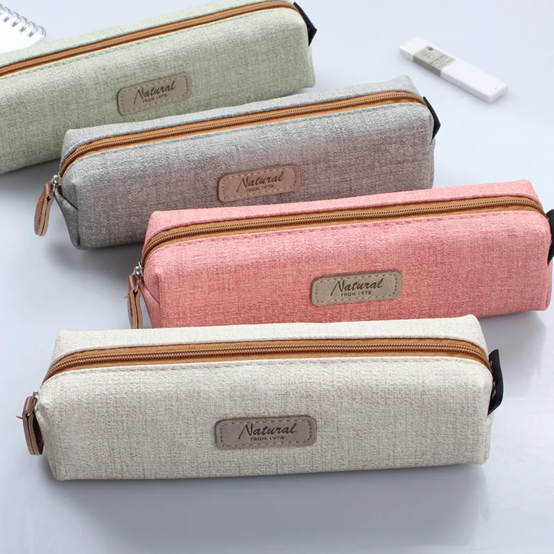 

Coloffice Japanese Style Simple Creative Pencil Case Middle School Students Large Capacity Solid Color Pencil Bag Stationery 1PC