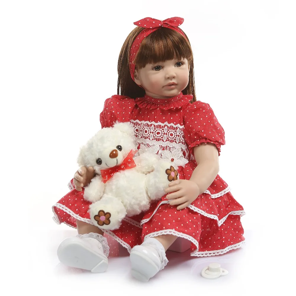

24" Silicone Reborn Toddler Baby Doll Toys 60cm Princess Girl vinyl babies dolls Brinquedos Limited bebe Gift reborn realista