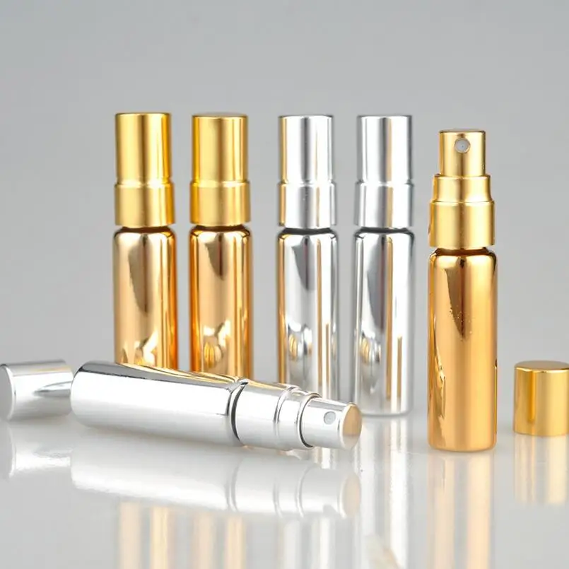 5ml UV Coating Travel Glass Perfume Spray Bottles With Gold & Silver