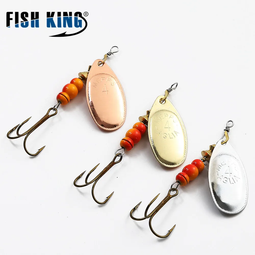 

FISH KING MEPPS Spinner 3 Color 0#-4#lure Artificial Bait With Mustad Treble Hook 35647-BR Fishing Lure