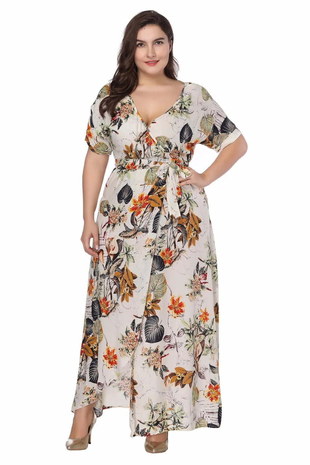 

2018 summer Maxi Dress Plus Size Women Clothing Floral Printed Women Dress Big Size Long Party Dress Female Vestidos