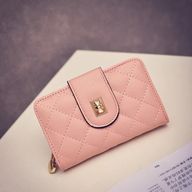 

Soft pu leather Embroidered Short Purse women Money Bags NEW Fashion Buckle Coin Purse Cards ID Holder Clutch