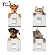 

Tofok Cat Dog Switch Sticker Cute Cartoon Animal Living Room Bedroom Wall Poster Creative Notebook Decals Art Sticker Decoration