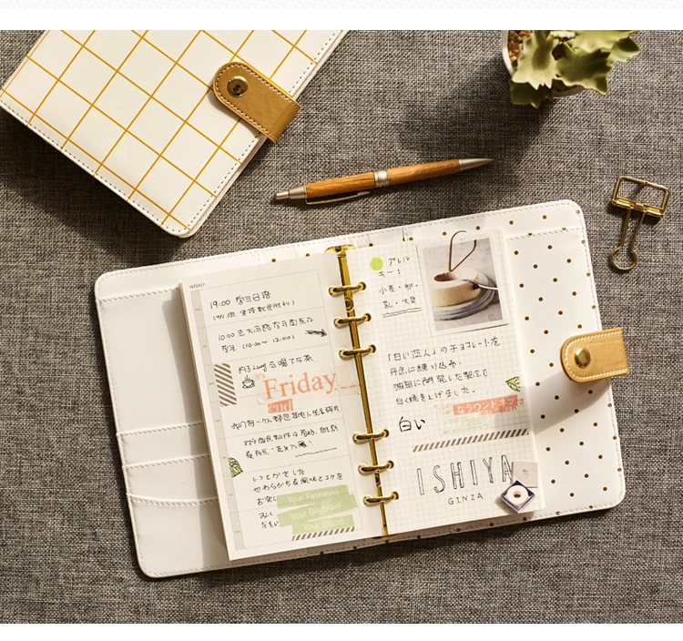 Yiwi Gold Stampe Snap notebook A6 Золотое кольцо вкладыш спираль планировщик связующий дневник