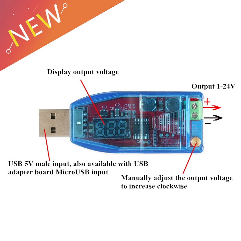 DC-DC USB Регулируемый понижающий-повышающий источник питания регулятор напряжения Модуль 5 В до 3,3 В 9 в 12 В 24 В DP светодиодный цифровой дисплей