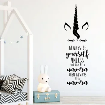 

Cartoon Unicorn Always Be Yourself Removable Wall Stickers Stars Wall Art Decal Kids' Room Nursery Wallpaper Mural Home Decor