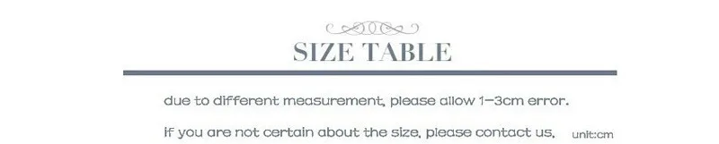size table