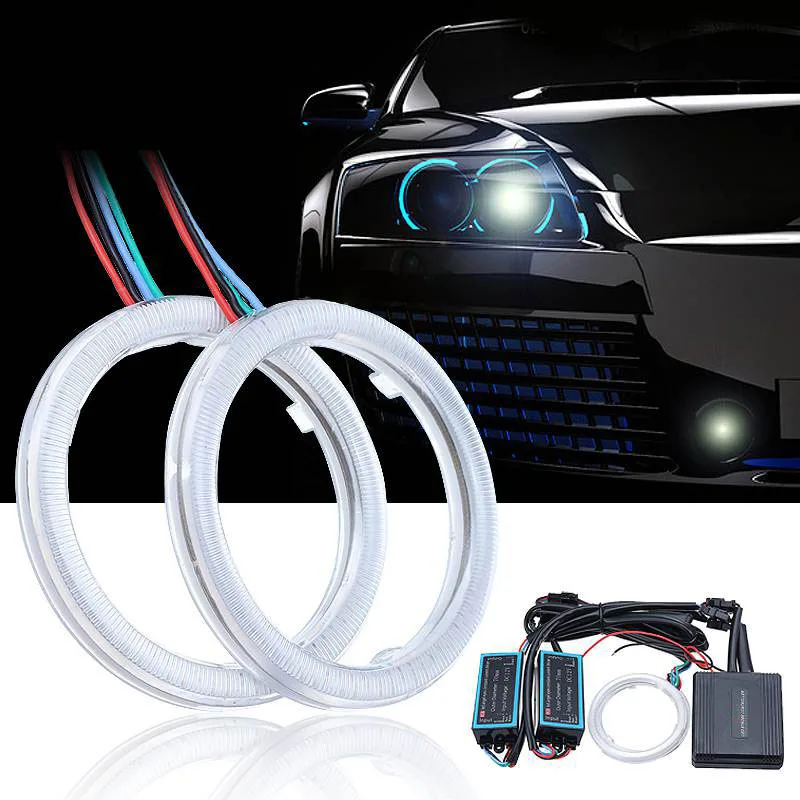 

2pcs Multicolor RGB 70MM Car COB LED Angel Eye Lights Auto Halo Ring APP Phone Control Headlight DC12V-24V