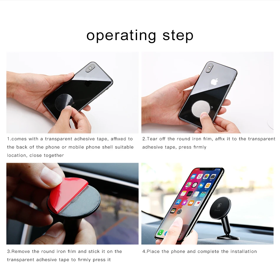 Baseus Magnetic Car Phone Holder Universal Phone Stand Mount Car Holder Dashboard Mobile Phone Stand For iPhone X 8 Xiaomi Mix2