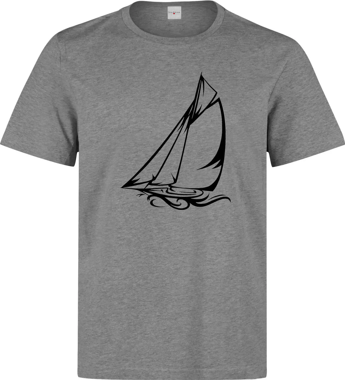 Sailing boat sails the sea artwork Men's (woman's available) grey t shirt  Cool Casual pride t shirt men Unisex New Fashion