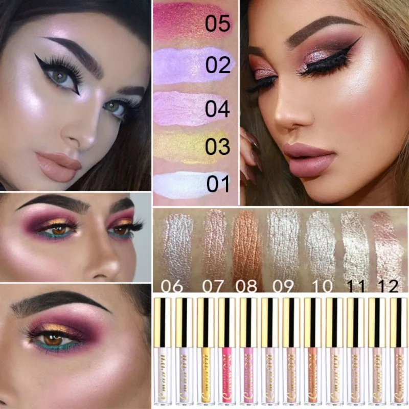 12Colors Women Highlighter Eye Shadow Liquid Eyes Makeup Shimmer Matte