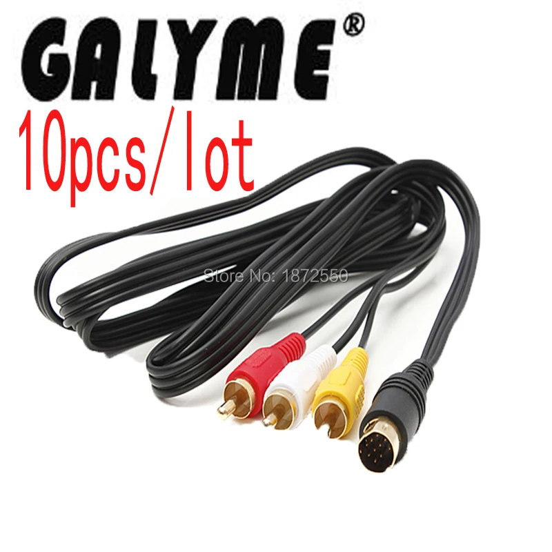 10pcs/lot Hot Sale AV Cable Wire for SEGA Genesis 2 and 3 RCA Cord for