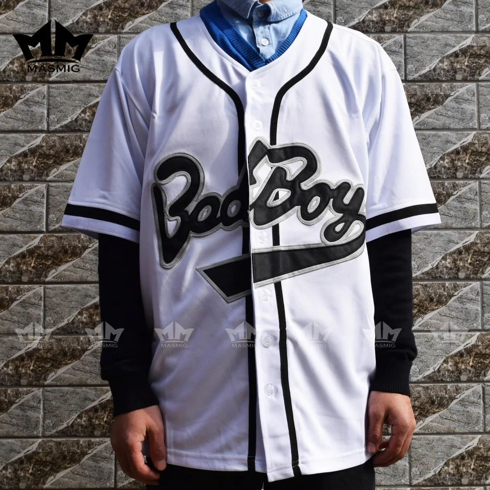 MM MASMIG Bad Boy Biggie Smalls 10 Baseball Jersey White S 3XL