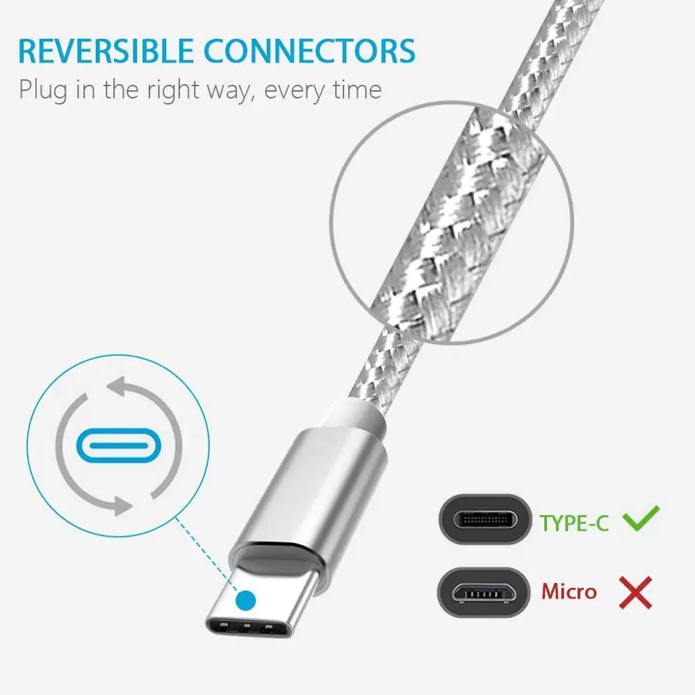 Кабель USB Type C нейлоновый кабель для быстрой зарядки Samsung S8 S9 Oneplus 6T Redmi Note 7 Pro Xiaomi Mi A2