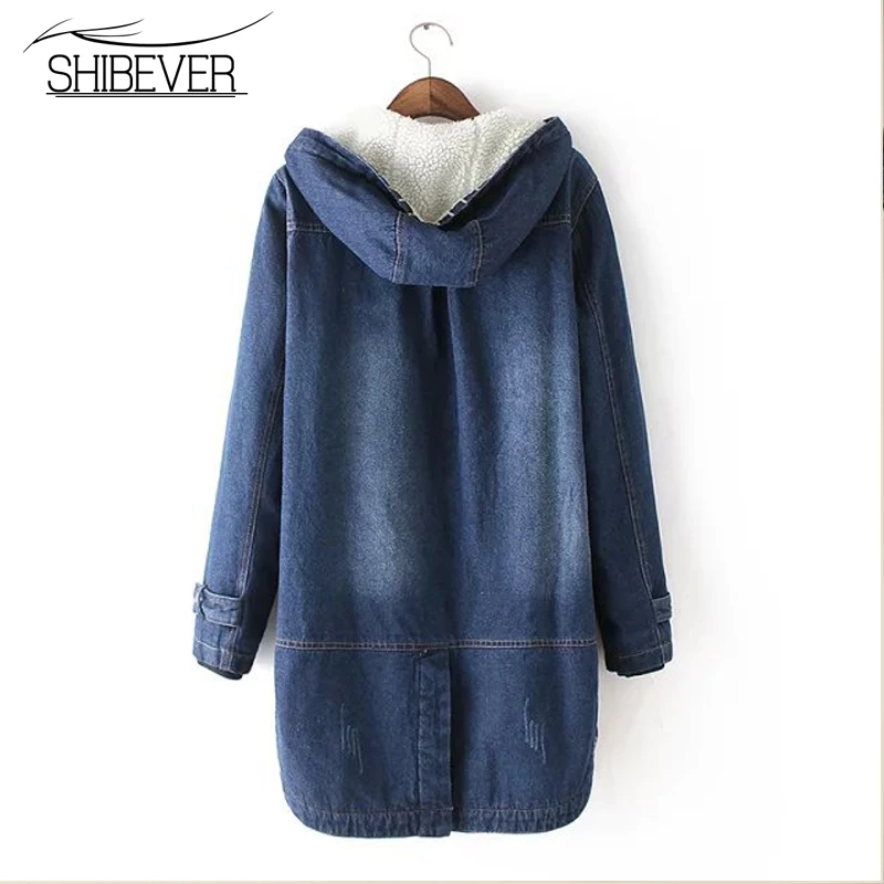 Ideal  New Winter Denim Jacket Women Outwear Fashion Long Sleeve Loose Fur Female Coat Casual Hooded Jacke