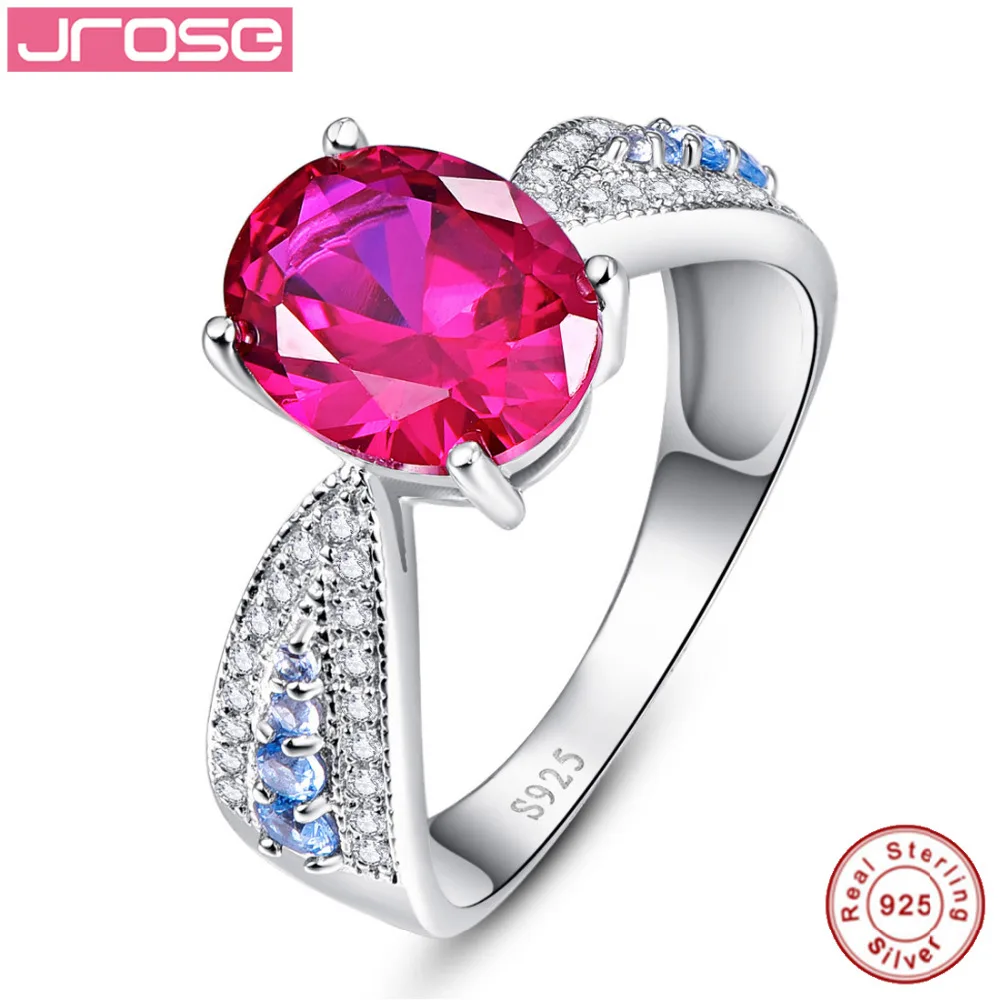 

Jrose10x8mm 2.95Ct Oval Cut Estate Stunning Oval Red CZ 925 Sterling Silver Ring SZ 6-9 Gift with Box