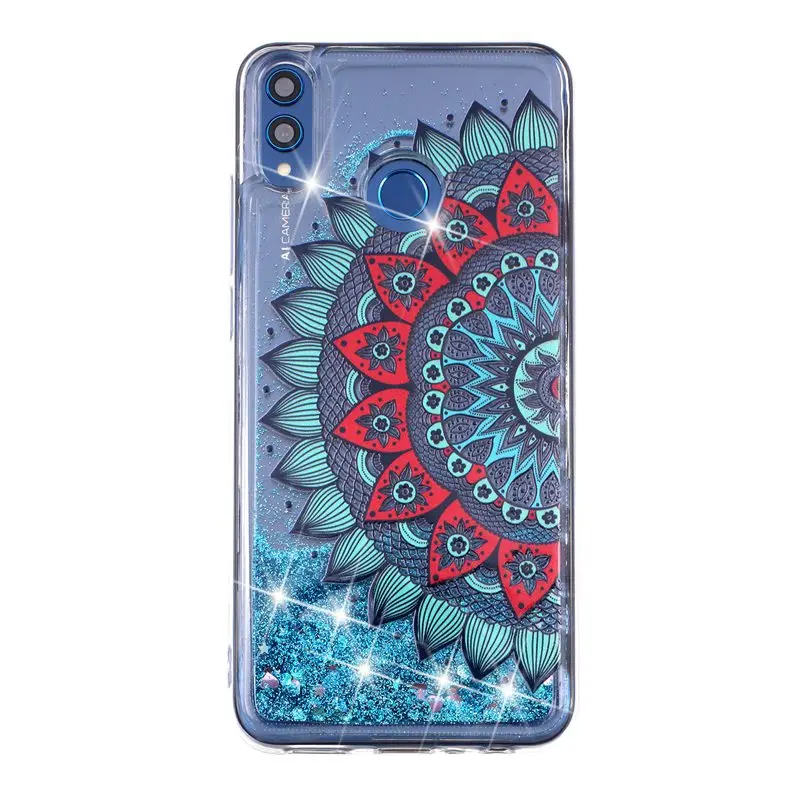 Phone Case For Huawei Honor 8X Protective Shell Glitter Shine Quicksand Shockproof Transparent Cute Back Cover Soft TPU |