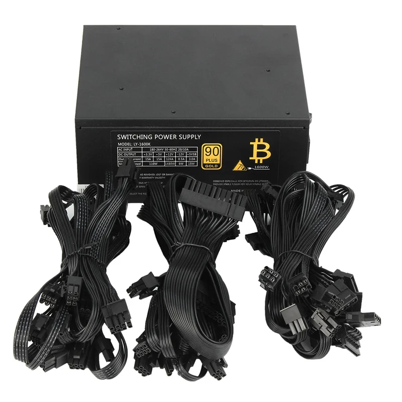 

1600W Modular Mining Power Supply GPU For Bitcoin Miner Eth Rig S7 S9 L3+ D3 High Quality computer Power Supply For BTC