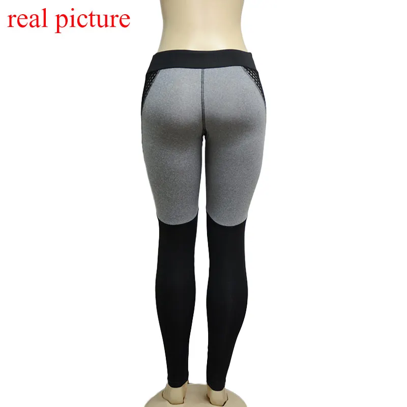 Hot sale mesh splice fitness leggings trousers for women athleisure 2018 jeggings grey black slim legging pants female elastic