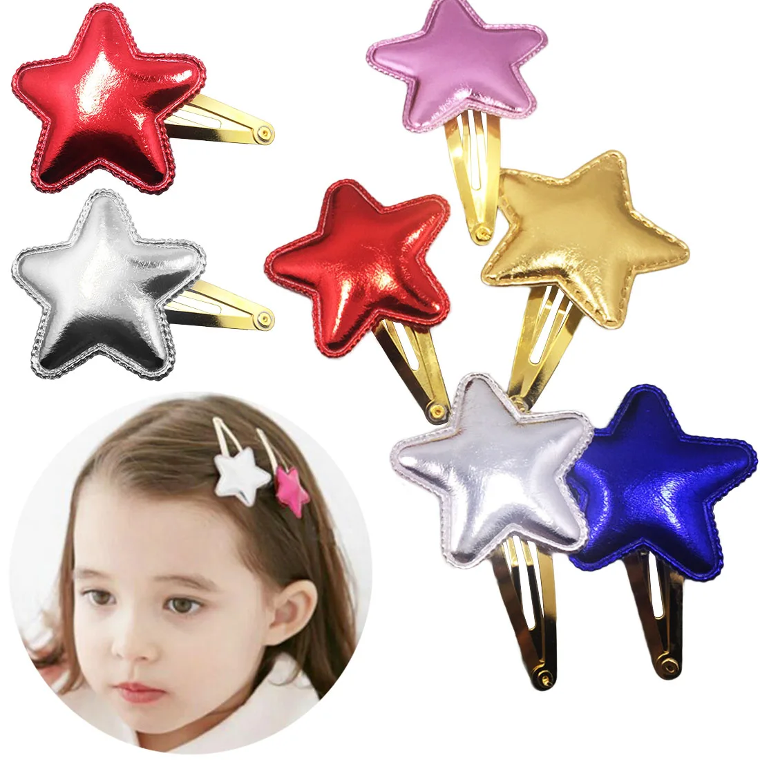 Shiny Star Hair Clip Hair Accessories Metal Black HairPins For Girls