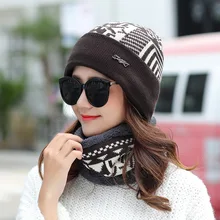 Beanies With Scarf Knitted Hat Women’s Winter Hats For Men Soft Cap Keep Warm Fur Winter Protect The Ears Beanie Knit Bonnet Hat