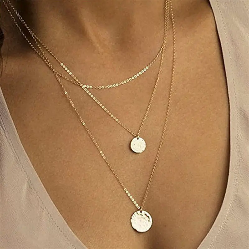 Модное многослойное длинное ожерелье с блестками, богемное ожерелье с подвеской для женщин, ювелирные изделия, аксессуары