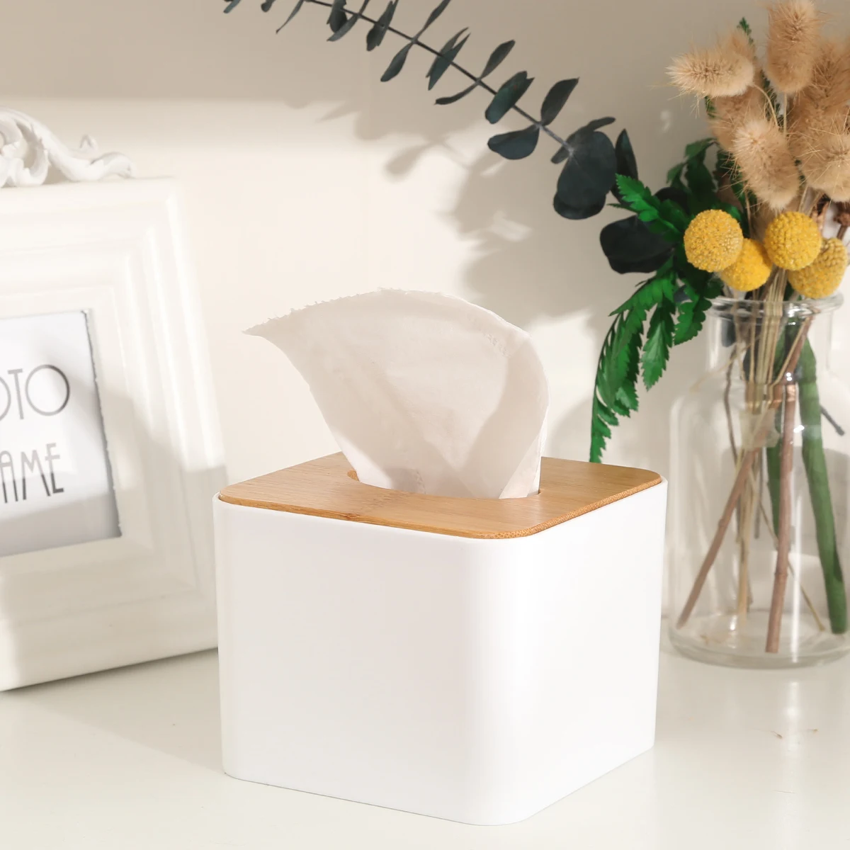 Mayitr Tissue Box Wooden Cover Paper Napkin Holder Case Home Room Car Hotel Tissue Box Holder