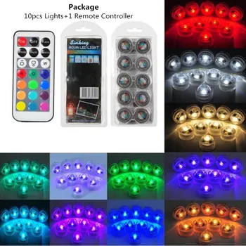 

10PCS/Set Romantic Creative Waterproof IP68 Remote Controller Underwater Tea Light Submersible Swimming Pool Wedding Party
