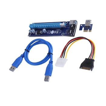 

PCI-E 1x To 16x Extender Adapter 4PIN Port Riser Card With 60cm USB3.0 & SATA 15pin-4pin Power Cable For BTC Miner LTC