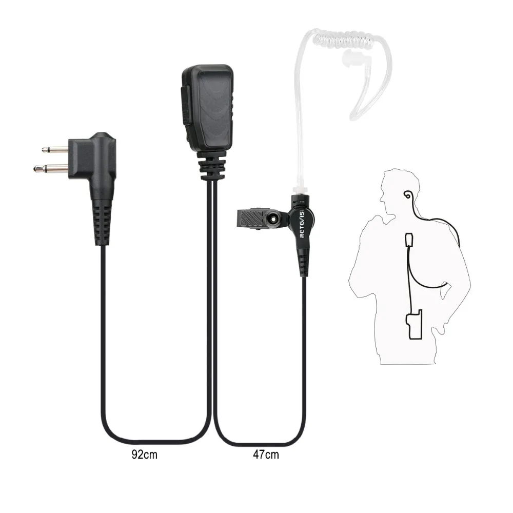 10 шт. оптовая продажа Retevis EA090M двухлинейный PTT Mic Air Tube акустическая гарнитура для